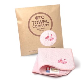 TOWEL COMPANY Imabari Towel Handkerchief, 8.7 x 8.7 inches (22 x 22 cm), Gift, Embroidery, Flower Botanical Garden, Botanical Garden (Sakura (Shell Pink))
