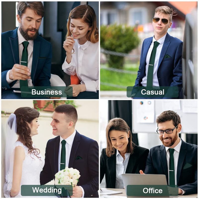 Aomig Men's Ties with Pocket Square, Slim Tie 8 cm