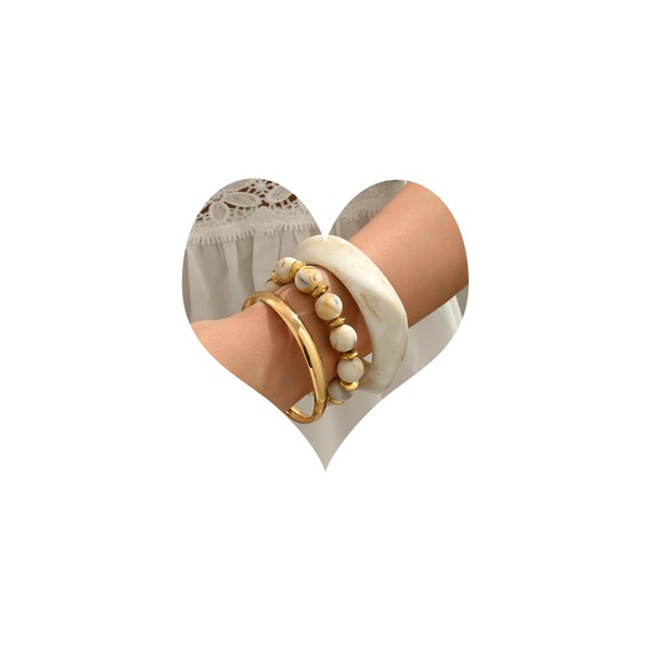 MOEEIJEW Chunky Gold Bracelets for Women Stackable Resin Beaded Bracelets