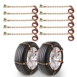 Snow Chains, 225-295mm Universal Tire Chains for Car, SUV, RV, Pickup Trucks, Adjustable Emergency Anti-Skid Thickening Tire Traction Chain (10 Packs)