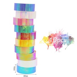 10 Rolls Rainbow Colored Masking Tape Craft Multi Colored Masking Tape for Boy Girl DIY Project, Coding and Arts Decoration
