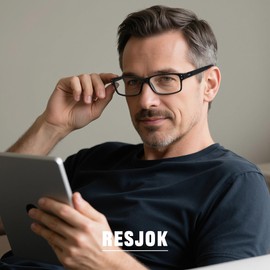 resjok 3Pairs Reading Glasses Men - Blue Light Blocking Square Readers for Men with Spring Hinge Anti Eyestrain Eyeglasses (Black, 2.5x)