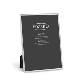 EDZARD Simone Picture Frame for Photo 21 x 30 cm Elegant Silver-Plated Tarnish-Resistant with Velvet Backing Includes 2 Hangers Photo Frame for Standing and Hanging