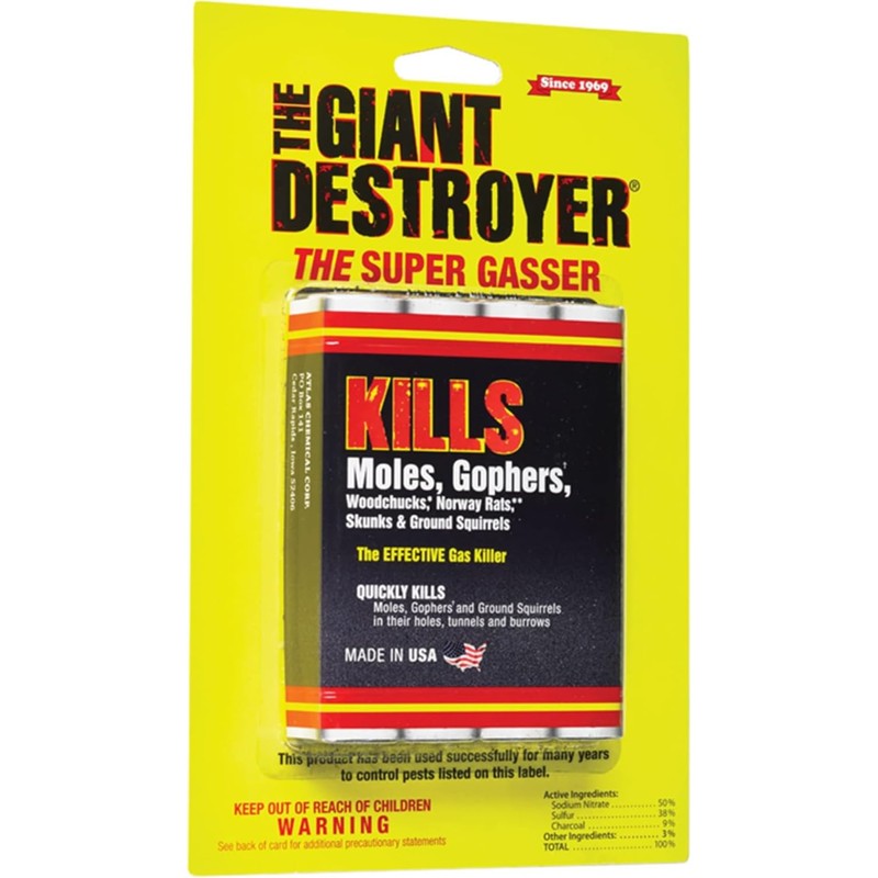 Giant Destroyer Smoke Bombs 12 Pack (48 Sticks) Kills Moles