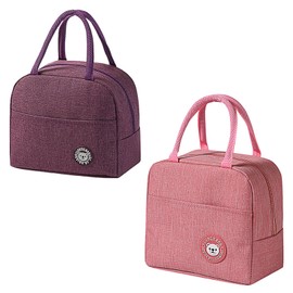 DEANKEJI Pack of 2 6.2 L Small Cool Box, Double Layer Thickened Lunch Bag, Foldable Lunch Bag, Suitable for Picnics, Office, School