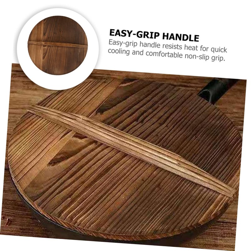 LABRIMP High-class Carbonized Wok Pot Cover Kitchen Wok Lid Wood