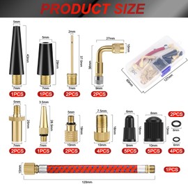 Kasanni 32 Piece Bicycle Valve Adapter Set, Valve Adapter for Bicycles, DV SV AV French Valve Adapter, Air Pump Bicycle Pump Adapter with Inflatable Hose, for Compressor Bicycle Pump