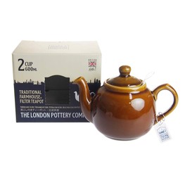 LONDON POTTERY Farmhouse Teapot for 2 Cups, Rockingham Brown