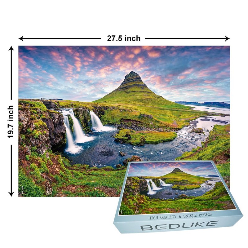 BEDUKE Jigsaw Puzzles for Adults 1000 Pieces Iceland Thick Sturdy