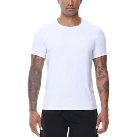 MOHEEN Men's Short Sleeve Active Dry Fit Crew Neck T Shirts Athletic Running Gym Workout Tee Tops White XL