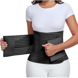 Postpartum & Post Surgery Abdominal Binder. Postpartum Belly Band Support Recovery after C-Section, Natural Birth, Hysterectomy, Hernia Belt (Black,L)