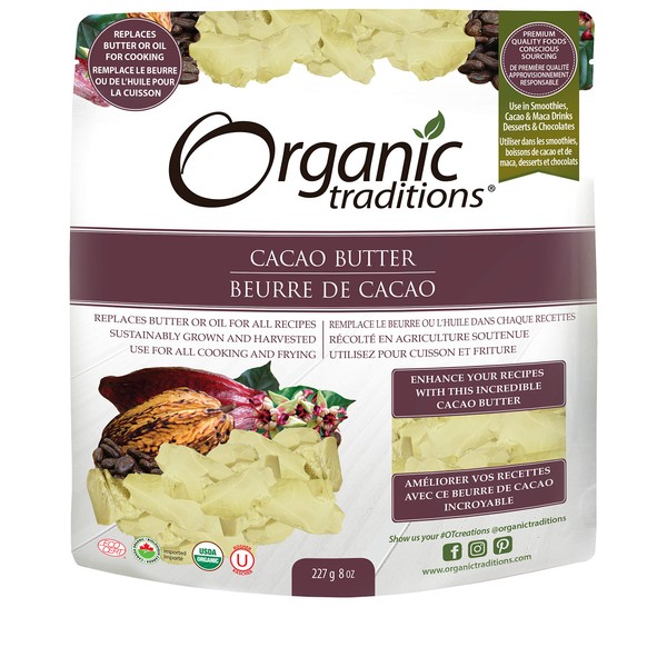 Organic Traditions Cacao Butter, 8 Oz