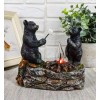Rustic Forest Father Son Black Bears Making Smores Bonfire Night