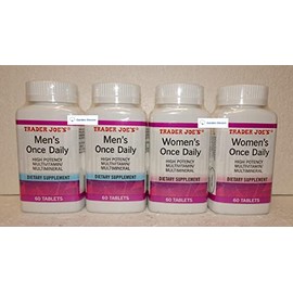 Trader Joe’s Men & Women’s Once Daily High Potency Multivitamin/Multimineral Dietary Supplement 60 Tablets (Four Bottles)