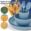 Wheat Straw Dinnerware Sets,64-Piece Plates and Bowls Sets for 8-Unbreakable,Reusable