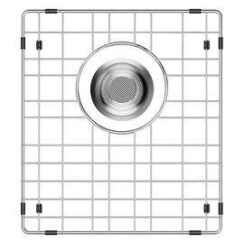 SlimmKISS Sink Rack,13"X 15" Sink Protectors for Kitchen Sink,Stainless Steel Sink Grid for Bottom of Sink,Metal Sink Grate with Strainer,Rear Drain for Single Bowl with Corner Radius,1 pack