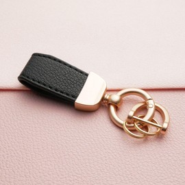 GBHKPLFO Keychain Pendant Metal Keychain Ring, Car KeyChain Holder with 2 Key Ring and Anti-Lost D Ring for Men and Women (black)