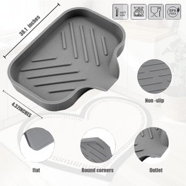 YZEOKAC Sponge Stand for Kitchen Sink and Soap Tray for Bathroom Sink, Silicone Soap Dish with Drain and Toothbrush Holder, Cutlery Dispenser, Tray and Utensil Organizer