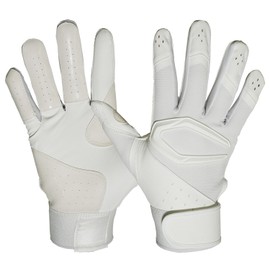 CUTTERS Batting Gloves B444S Power Control 4.0 Solid Ambidextrous Baseball Softball Medium White