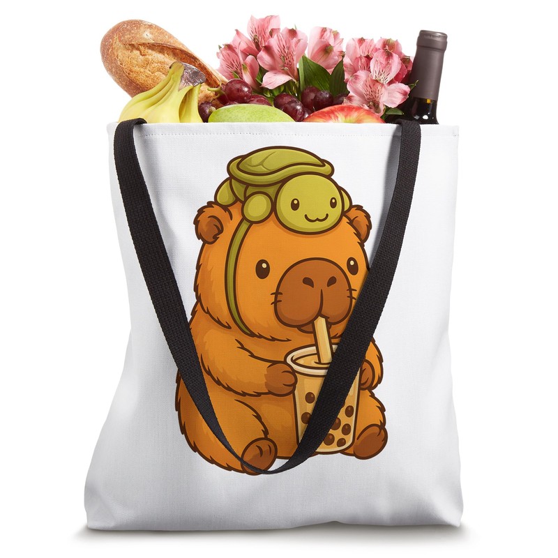 Cute Capybara and Turtle Backpack Boba Tea Kawaii Capibara Tote