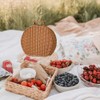 Wicker Storage Basket, Round Vine Weaving Storage Handbag with Hand