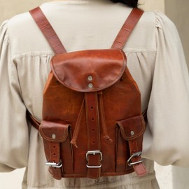 Genuine Leather Backpack Gusti Leder nature "Lena" Small Rucksack College Uni 9.7" Laptop Bag Vintage Unisex Brown M70