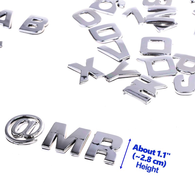 Cosmos 40 Pcs Silver Tone Plastic Car Letters Number Sticker