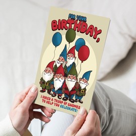 Troop of Gnomes Rebellion Birthday Card Funny Dwarf B-Day Card (Gnomes) 12 Pack