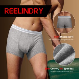 REELINDRY Washable Men’s Incontinence Boxer Briefs 2.3 oz Absorbency Leak Proof Underwear Prostate Bladder Leakage 3 Pack (3 Light Gray, XL)
