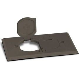 Lew Electric SWB Floor Box, Recessed with Outlets and Data Ports (Flip Lid - 2 Outlets - Replacement, Dark Bronze)