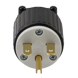 USA 3-Prong Male AC Plug, UL Nema 6-15P 3 Pole Straight DIY Rewirable AC Plug, 15A 250V USA 3Pin AC Connector, Nema 6-15P Male US 3Pole AC Power Plug, Black
