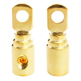 Car Audio Battery Terminal Connector Pure Brass Gold-Plated 4 Gauge Car Audio Amp Input Reducers for 4-6 Gauge Wire 2Pcs