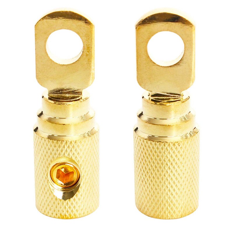 Car Audio Battery Terminal Connector Pure Brass Gold-Plated 4 Gauge