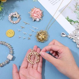 Aysatogc 12Pcs Brooch to Pendant Converters, 3 Sizes Brass Pin to Pendant Converters Pin Necklace Adapter Brooch Converter for Changing Brooches Pins to Pendants (Gold & Silver, 8 mm, 13 mm, 20 mm)