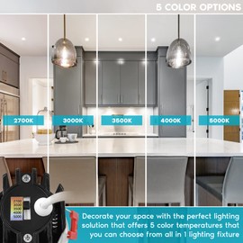 LUXRITE 1 Inch LED Recessed Lighting with Junction Box, 7W, 5 Color Selectable 2700K-5000K, CRI 90, 500 Lumens, 30° Spotlight, Small Dimmable Downlight, Wet Rated, IC Rated