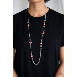 Paparazzi Pageant Princess - Orange / Coral - Necklace and matching Earrings