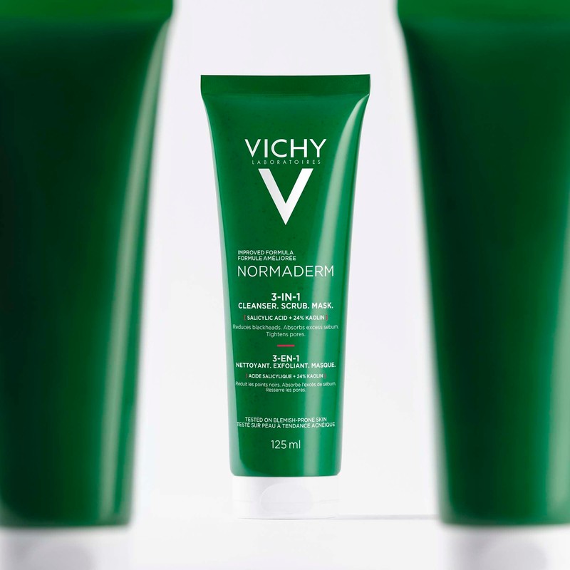 Vichy Normaderm 3-in-1 Mask, Scrub & Cleanser 125ml