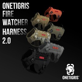 OneTigris Tactical Dog Harness Vest with Handle, Military Dog Harness for Large Medium Dogs,FIRE Watcher 2.0 No-Pull Service Dog Vest,Adjustable Dog Vest Harness for Walking Hiking Training(S,Green)