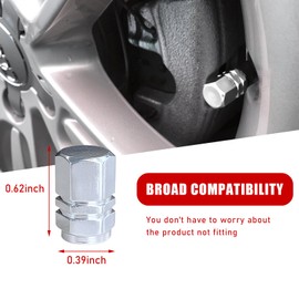 Ziciner 8 PCS Car Tire Valve Stem Caps, Aluminum Alloy Wheel Valve Covers with Rubber O-Ring, Corrosion Resistant Leak-Proof Tire Air Cap Set, Universal for SUV, Truck, Motorcycle, Bike (Silver)
