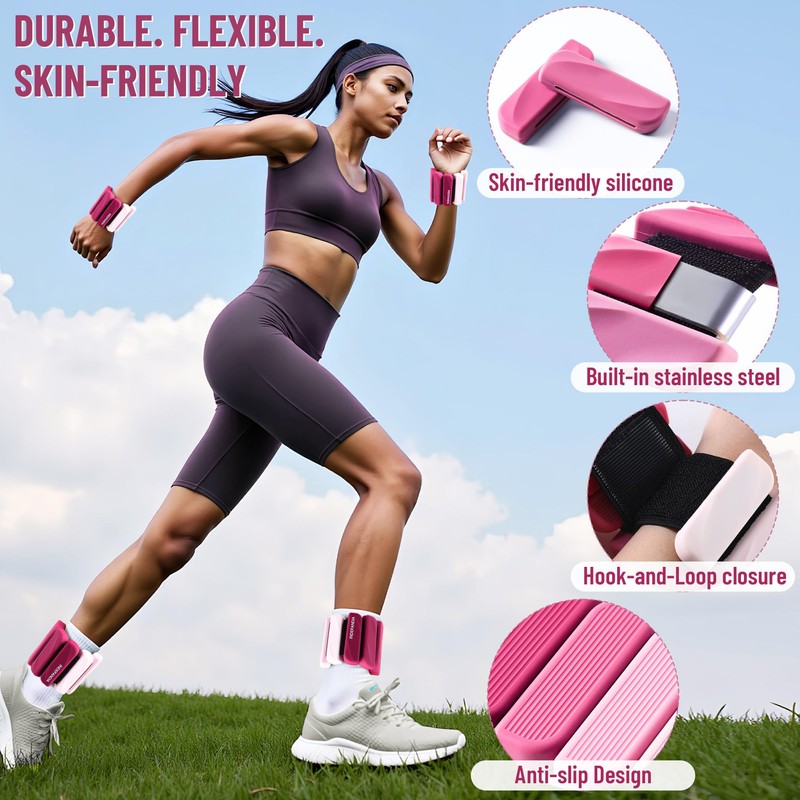 INDEPANDIA Wrist & Ankle Weights for Women and Men, 4lbs