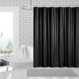 PREMIUS 3D PEVA Polkadots Grommet Shower Liner with Magnetic Weighted Bottom, Black, 70x72 Inches