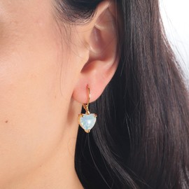 CiNily Heart Opal Earrings Leverback Drop Earrings for Women Hypoallergenic, Pendant Earrings 14K Gold Dangle Earrings Wihte Opal Dangel Earrings Jewelry