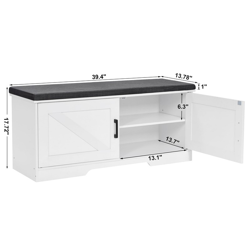 HOMSHO 2-Tier Storage Bench, 39.4" Wide Shoe Bench with Padded