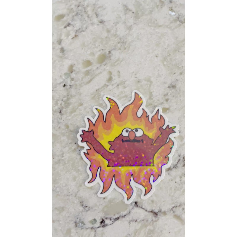 Sticker Surplus Burning Elmo Meme Sticker l Gloss or Holographic