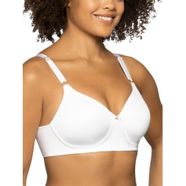 Vanity Fair Womens Full Coverage Beauty Back Smoothing Bra, 4-way Stretch Fabric, Lightly Lined Cups Up To Dd Bra, Wireless - White, 38C US