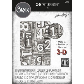 Sizzix Sizzx 3-D Texture Fades Embossing Folder Numbered by Tim Holtz | 665753 | Chapter 3 2022, Paper, Multicoloured, One Size