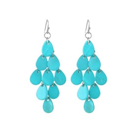 Xalroco Boho Colorful Sea Shell Teardrop Earrings Long Layered Rhombic Drop Earrings Statement Summer Beach Cluster Dangle Earrings Jewelry Gift (Turquoise)