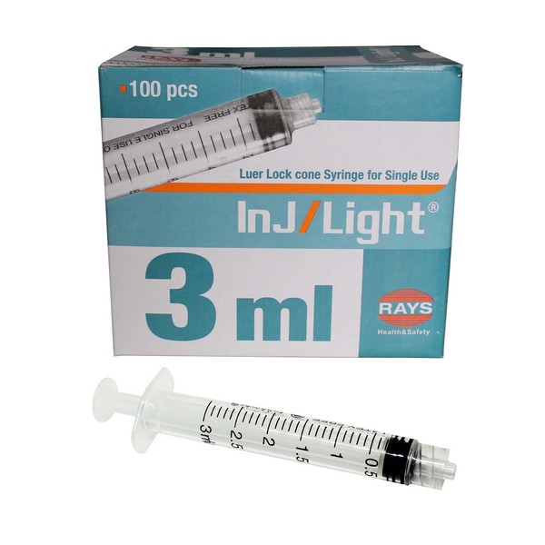 Rays Sterile Rays 3ml Syringes Luer Lock Box (100)