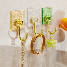 6-Piece Luxury Gold PET Adhesive Hook Set | Premium Multi-Functional Wall Hooks for Bathroom, Kitchen & Living Room