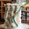 Circle Table Cloth - 150CM Round Tablecloth, Green Pine Branch